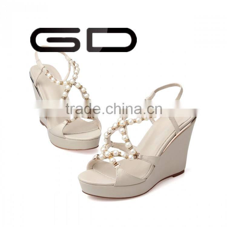 GDSHOE comfortable bridal slingback sandals shoes with beads
