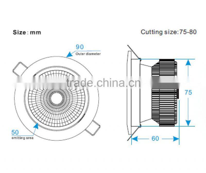 Excellent High CRI 3 inch 6w COB LED downlight