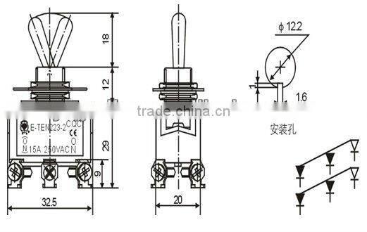 KN3A-214 waterproof mini yellow chrome toggle switch