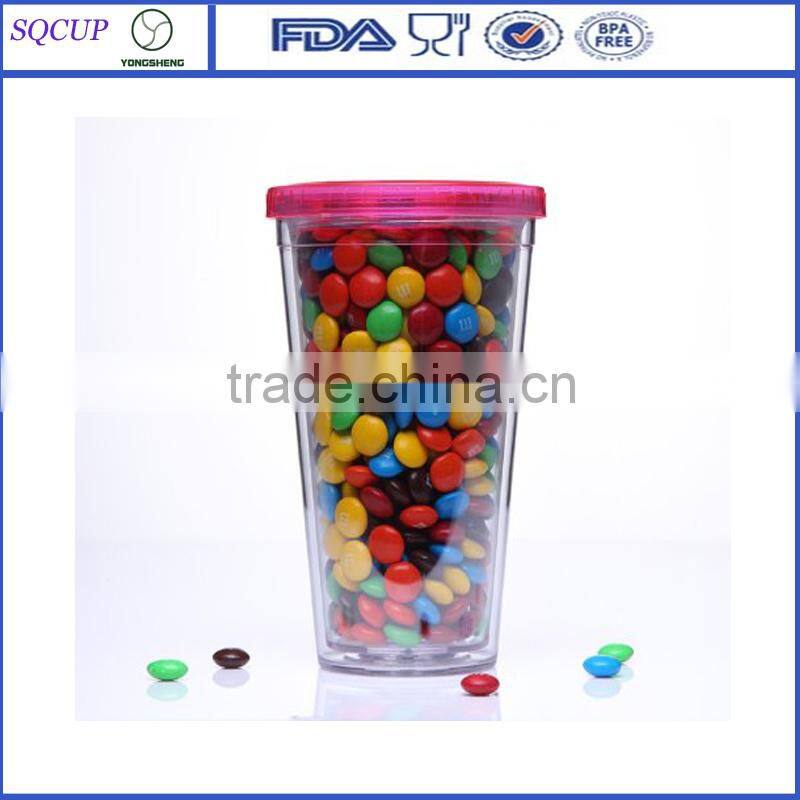 AS plastic double wall sippy mug and promotional straw mug