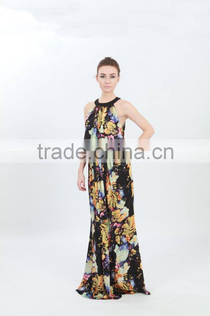 Summer Fashion Sleeveless printed Simple Long Dress