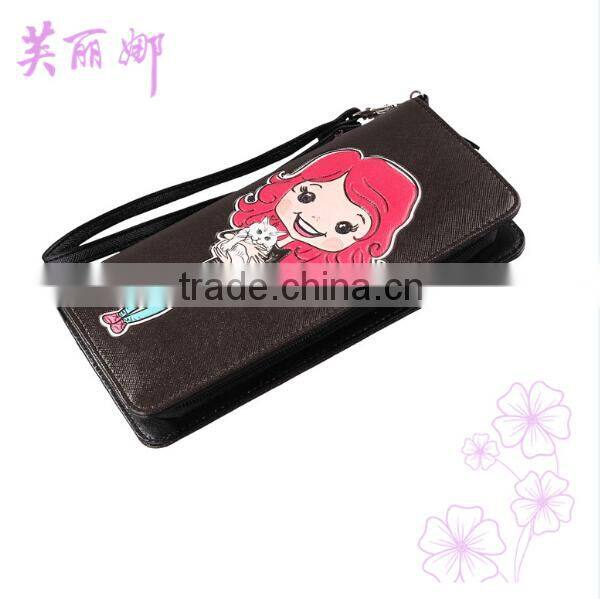 New Model Ladies Purses/Fashion Wholesale Cut Girl with Cat Printing Woman Wallet/Festival gift