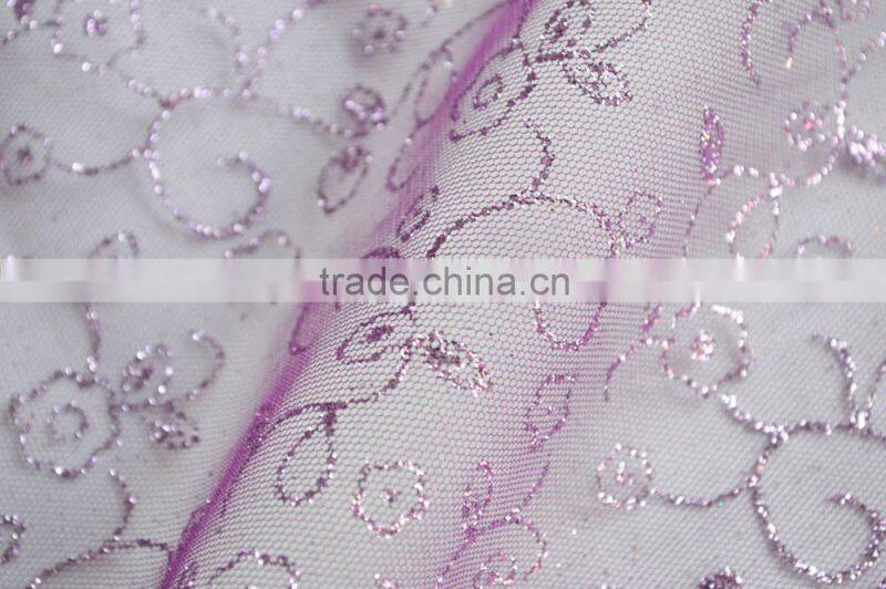 Polyester Tulle Metallic Printed Fabric for Decoration and Dress DSN 352