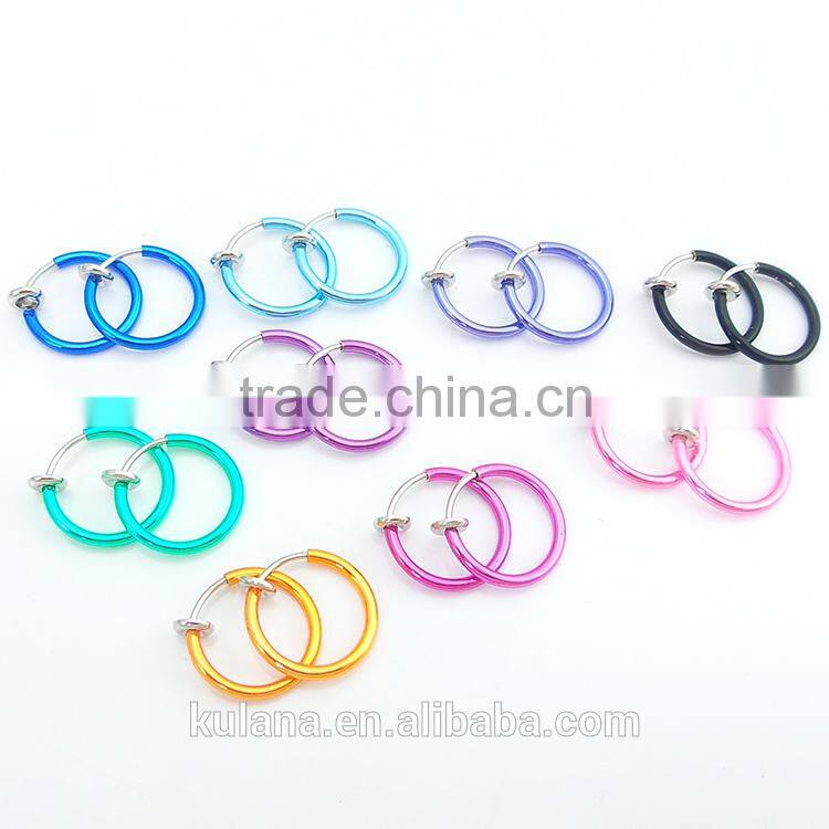 15 mm Wide Spring Factory Wholesale Colored Captive Hoop Nose Rings