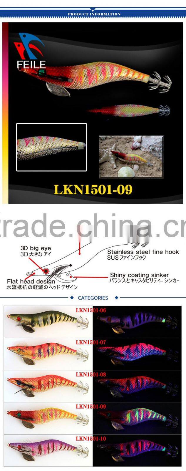 Gold body red head double hook squid jig