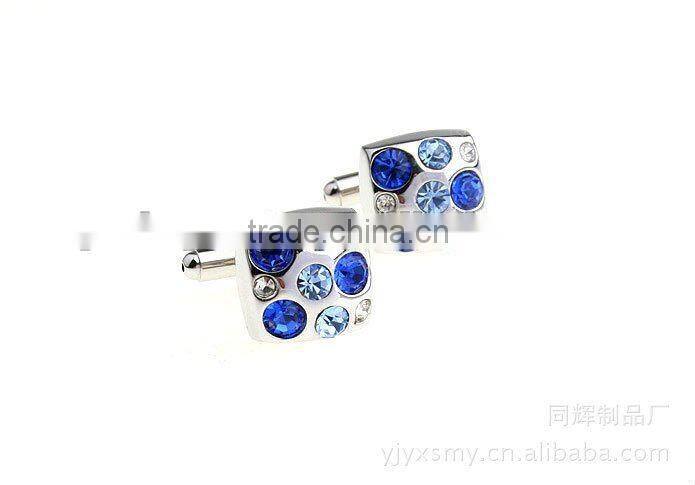 yellow gold plated cuff link with rinestone LYCL-0003