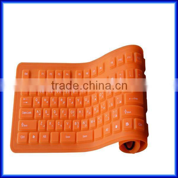 Hot sell wireless silicone waterproof soft bluetooth keyboard for ipad, Multi-color foldable soft computer bluetooth keyboard