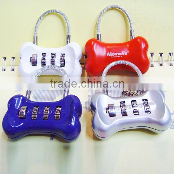 top security mini wire luggage lock code padlock in bone locks