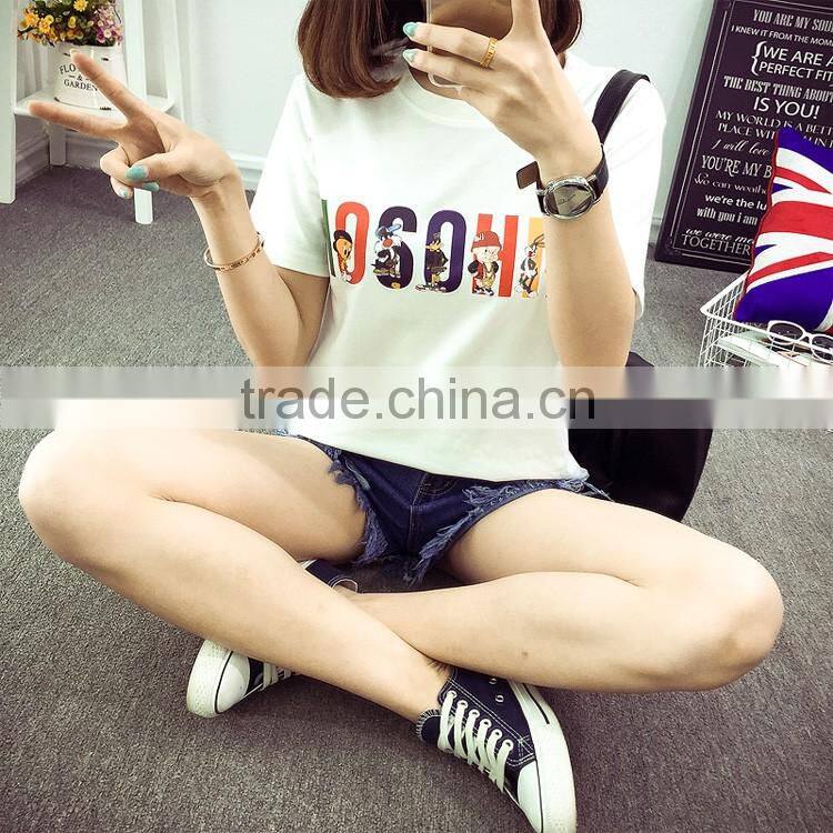 Korean cartoon letter picture short sleeve T-shirt