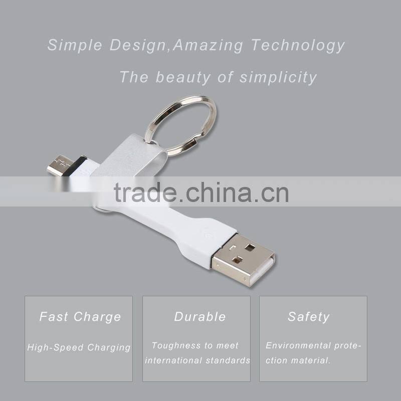Colorful Flat Mini Magnetic 7CM Keychains Micro Usb Data Cable for Android