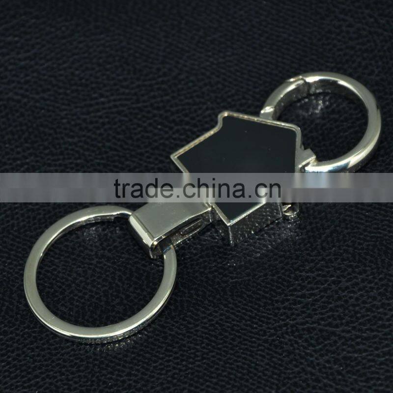 Custom house shape design metal PU keyring keychain for promotion gift