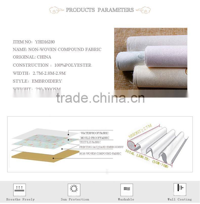 polyester non-woven embroidery wallpaper sale living room wallpaper decorative wallpaper