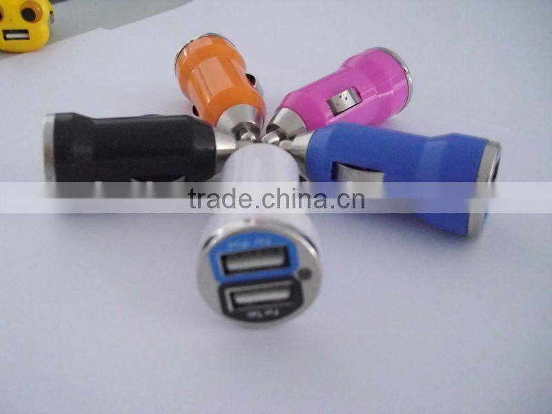 5V 2.1A+1A Mini Dual USB In Car Charger For Iphone3G 3GS 4 4S 5 Ipad Ipod