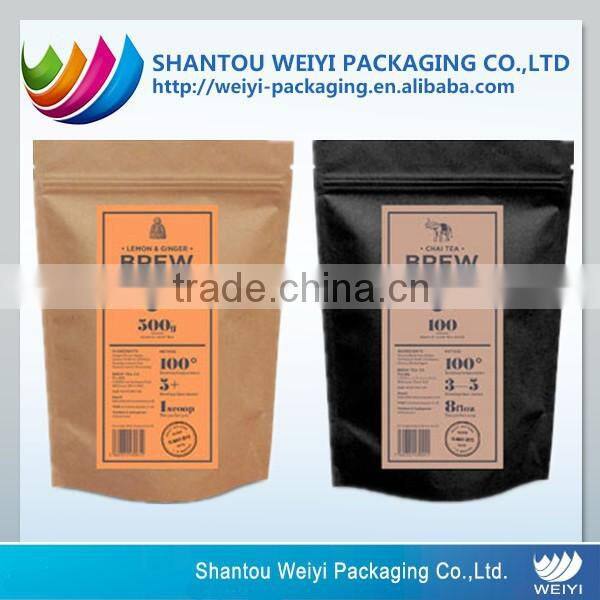 Custom moisture proof colored zip lock bag for fit tea