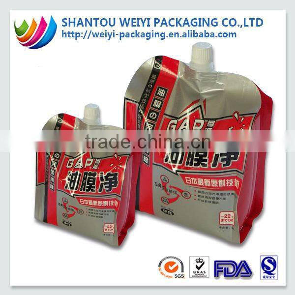 Custom flexible plastic spout pouch liquid packaging bags for detergent
