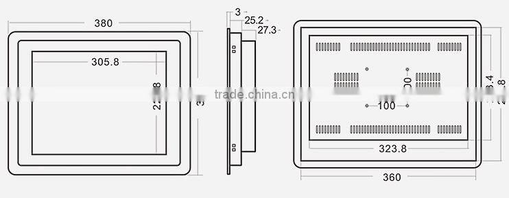 15 inch front panel IP65 industrial touch pc