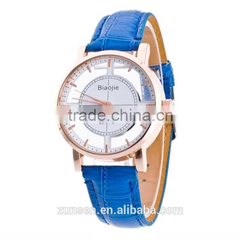 Relogio Feminino 2016 New Arrival Watch Men Transparent Hollow Leather Srap Wrist Watch Quartz Dress Watch