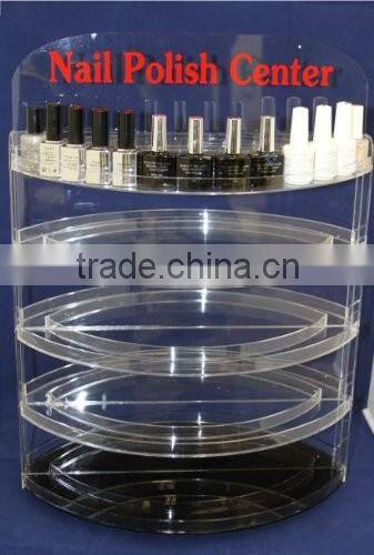 handmade 5 tiers clear wholesale custom rotating acrylic nail polish rack display shenzhen factory with sign