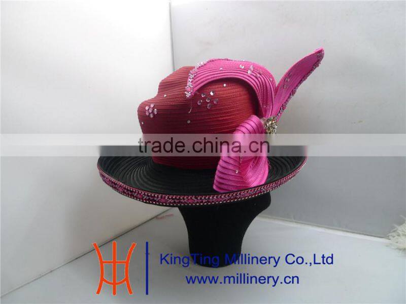 Wholesale Church Hat For Ladies Red/Black BM-5013