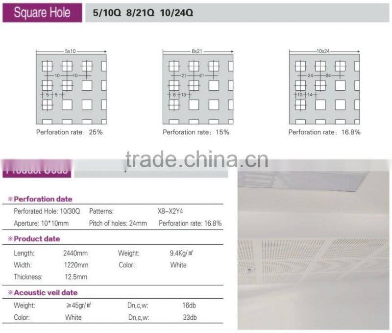 best sale in door decoration perforated acoustic gypsum board/ ceiling tiles with competitive price