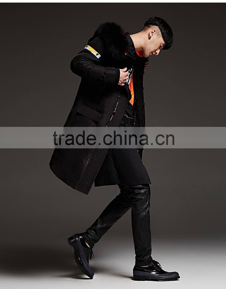 wholesale mens black yellow winter goose down jacket