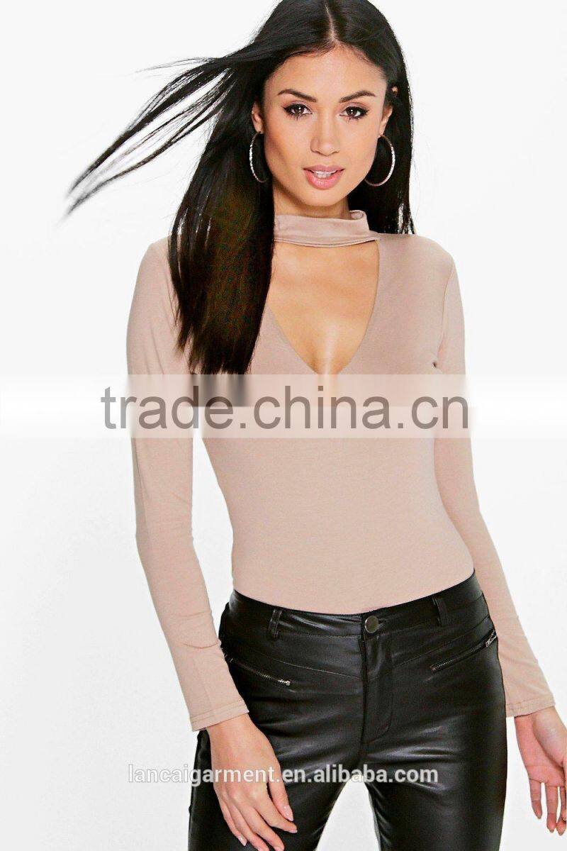 LOLA CHOKER NECK STRAP V PLUNGE L/S BODYSUIT FOR LADIES 2016