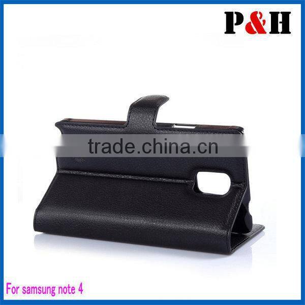 Flip cover genuine leather case for note4 case, wallet leather case for samsung galaxy note4