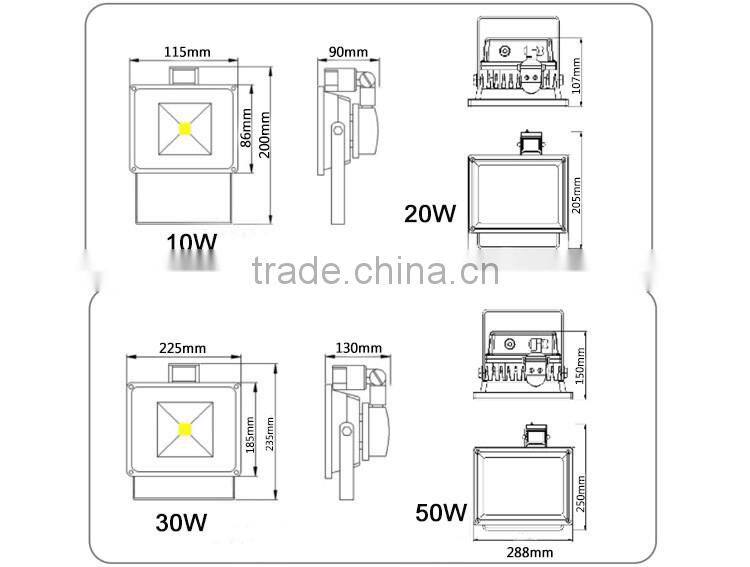 Long sensor distance IP54 energy saving led flood light 20w
