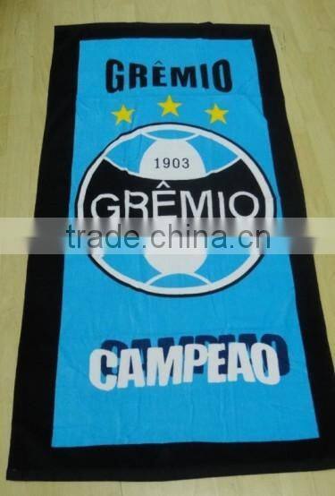 2015 fashion football beach towel of green color with custom design