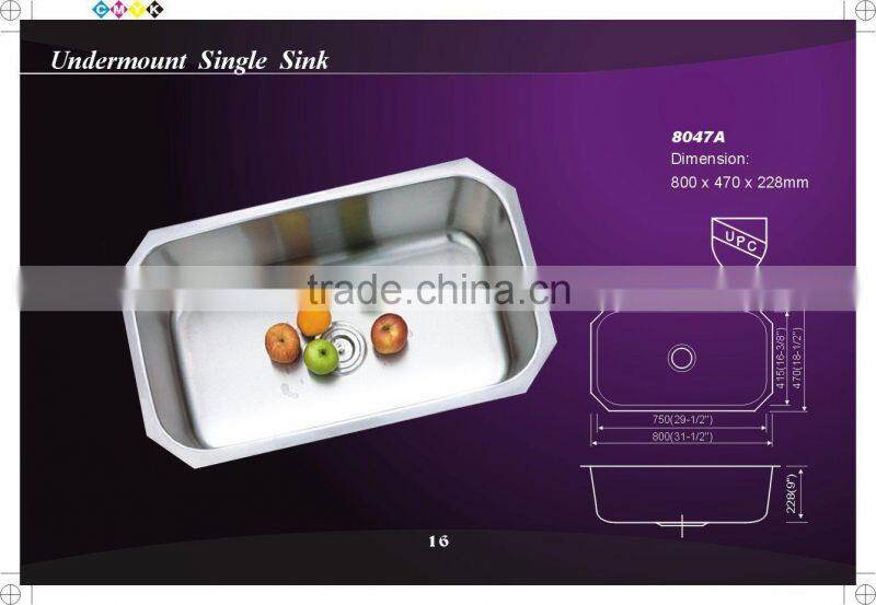 China Manufacture Housestar stainless steel used washing mashine sink Stainless Steel Kitchen Sink With Drain Board - 8047A