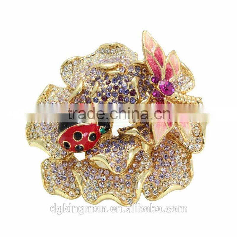 Fashion flower of life jewelry Kingman crystal beaded flower rings
