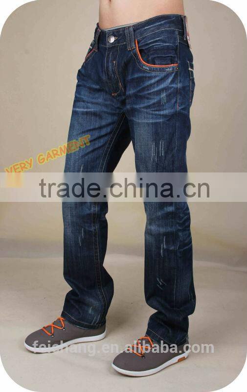 hot model latest design wrinkled straight jeans denim jeans