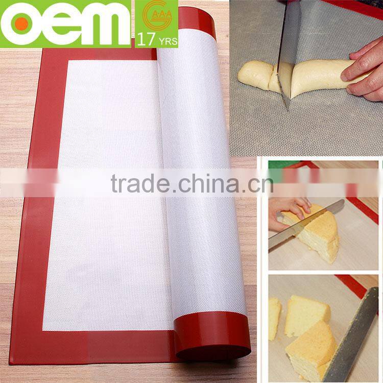 factory direct sales heat-resistant fiberglass silicone baking mat ,food grade silicone table mat with custom printing