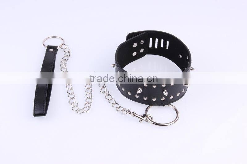Sex adult bullet collar toys, couple games Punk PU collar wtih chain