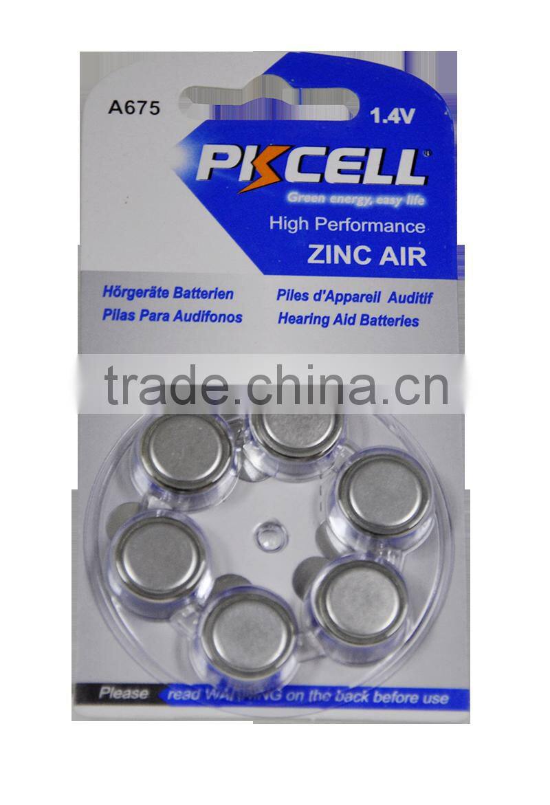 PKCELL A10 A312 A675 A13 Hearing aid battery 1.4v zinc air button cell battery