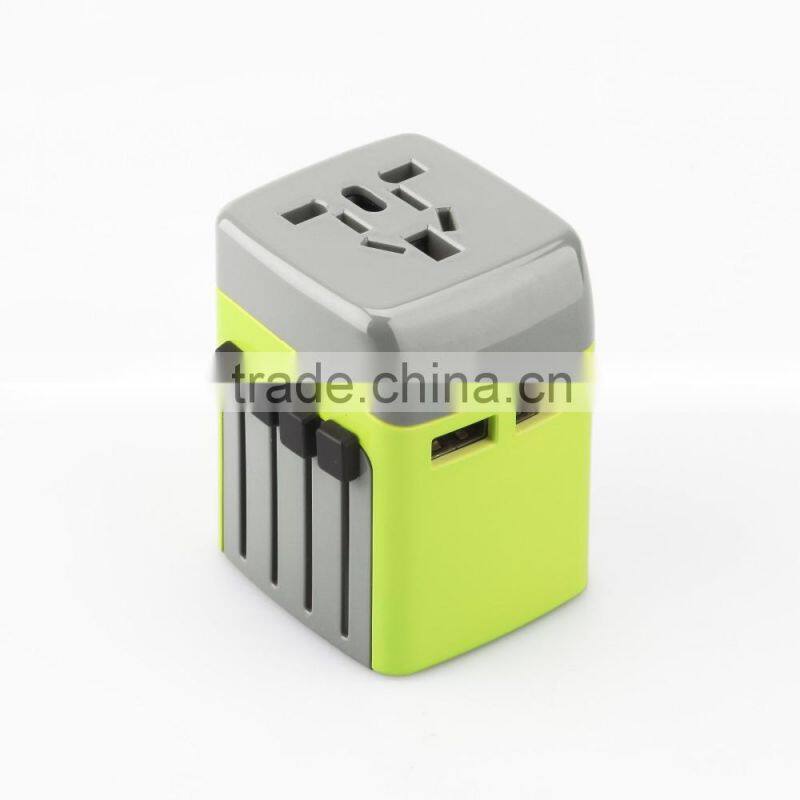 US UK EU AU plug Dual usb ports Universal All In One International Travel Plug Adapter Charger with CE FCC approved