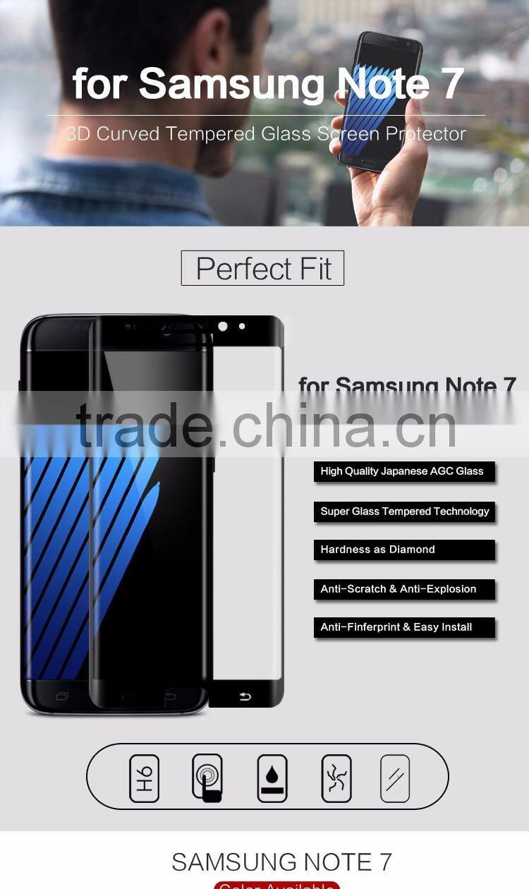for Samsung Note 7 9H Hardness 3D Round edge Screen Protective Skin