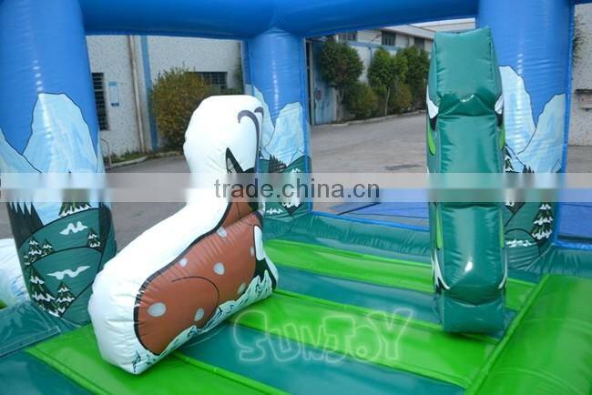 EN14960 Giant Inflatable Playground obstacle With Climbing Wall ,Kids Indoor Playground