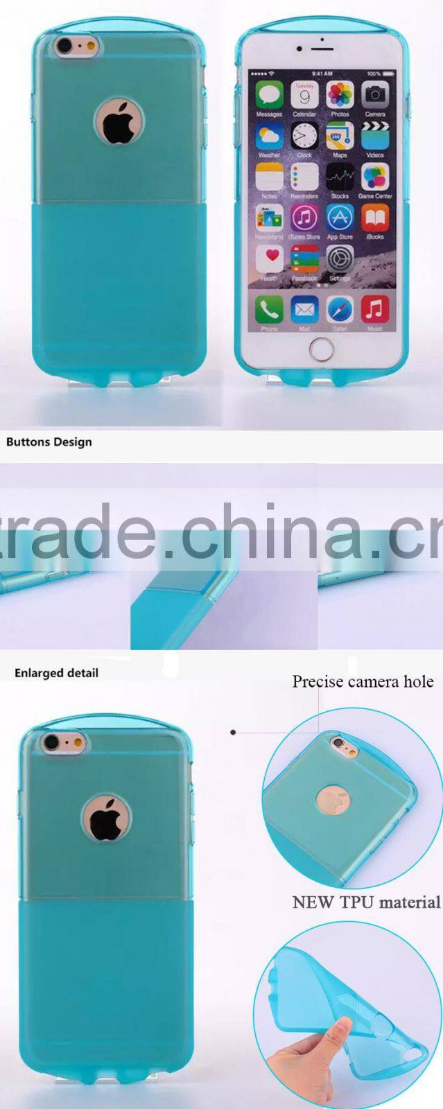 Phone case manufacturer 6 colors Transparent soft TPU flexible shockproof anti-friction case cover for iPhone 6S/ 6/ plus