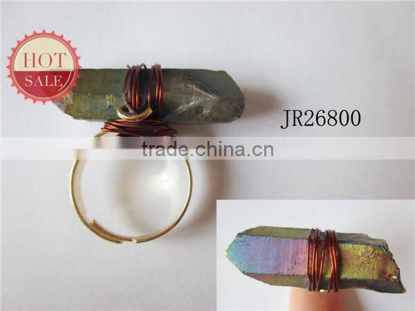 Wholesale Ring Jewelry Natural Topaz Crystal Stone Drop Ring