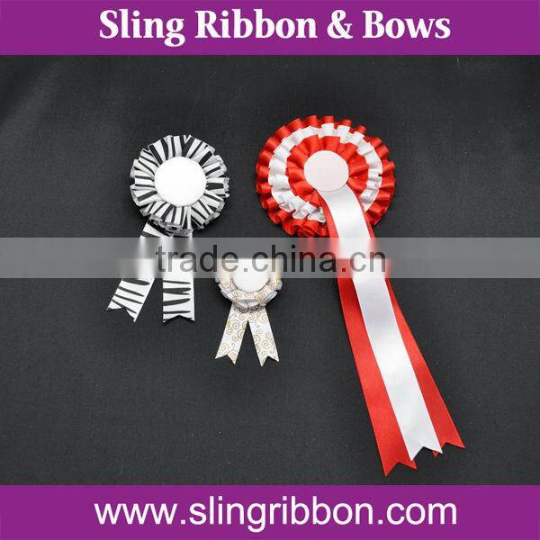 Handmade Green Satin Ribbon Rosette Medal And Ribbon