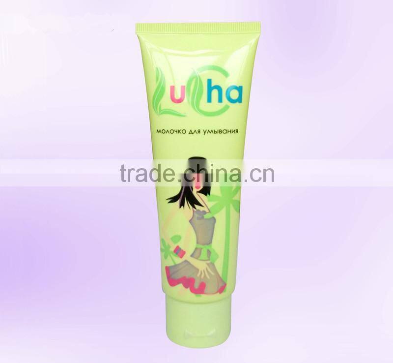colored plastic tube for cosmetic with screw cap and great printing