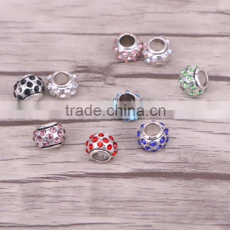 5.0mm Hole Charm Round Shape Crystal Big Hole Beads Mix Color Rhinestone European Bead Spacers Jewelry Findings