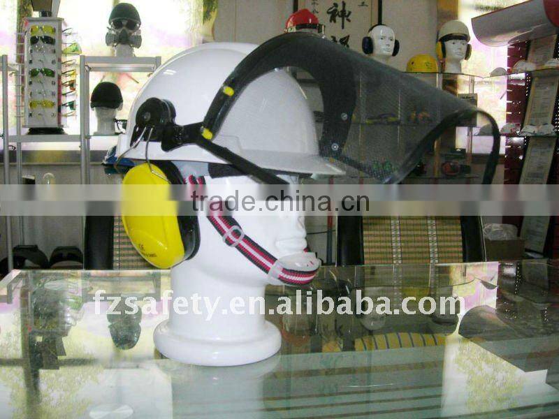 ratchet helmets with earmuffs and face shield