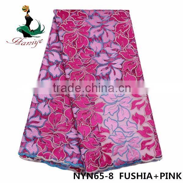Haniye 2016 wholesale embroidery tulle lace fabric african net lace fabric for nigerian Party/NYN65