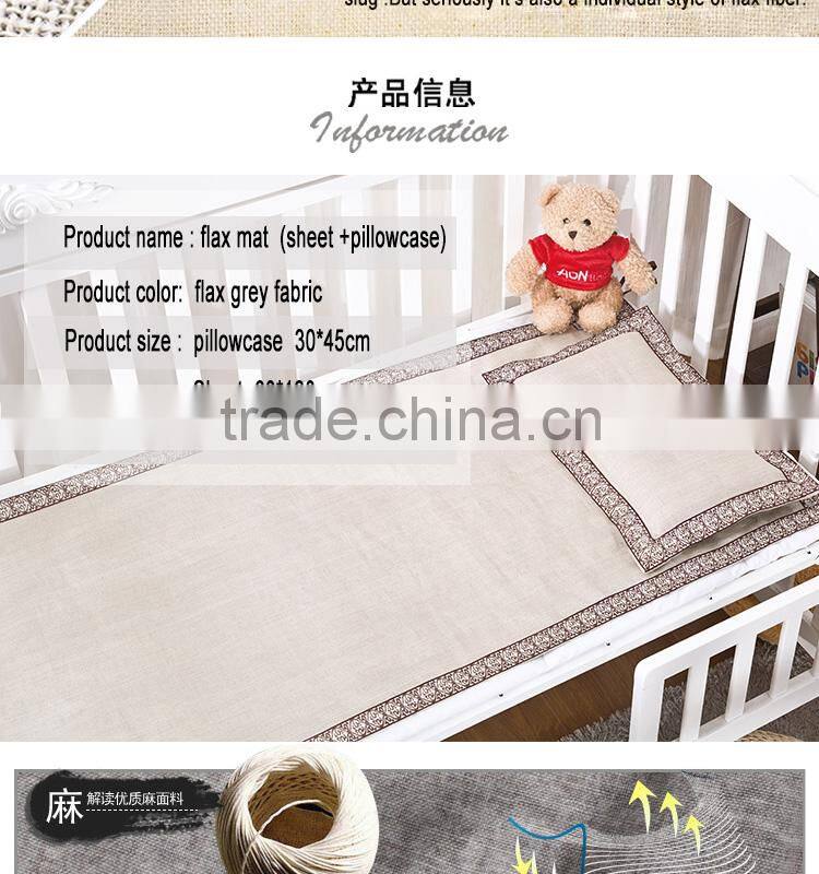 100% linen flax baby and child mat baby pillow & bolster set for summer with pillow