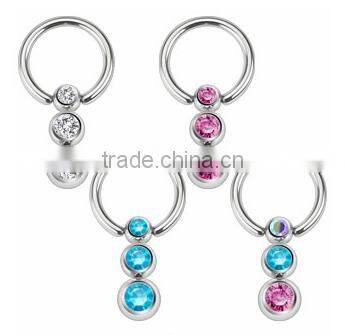 The hot sale Crystal Purple Titanium BCR Captive Ring nose & lip rings