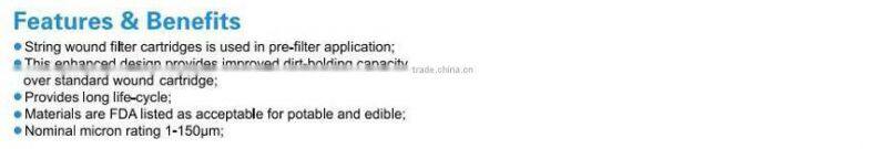 string wound filter cartridge/40 inch 5 micron PP yarn filter cartridge for sediment filter