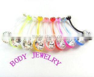 UV& acrylic belly button ring jewelry gem navel ring colorful body piercing ring