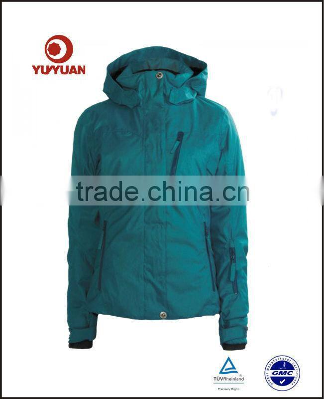 Women's professional waterproof windproof winter ski garment with hood